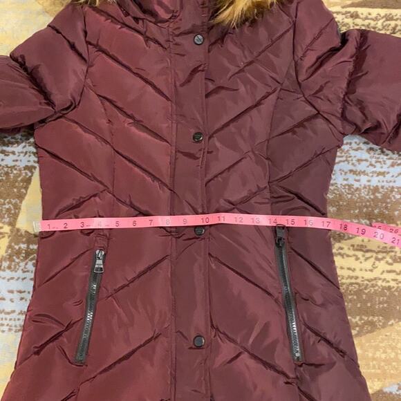 NWT Madden Girl Juniors Faux-Fur Trim Hooded Merlot M - Picture 13 of 15